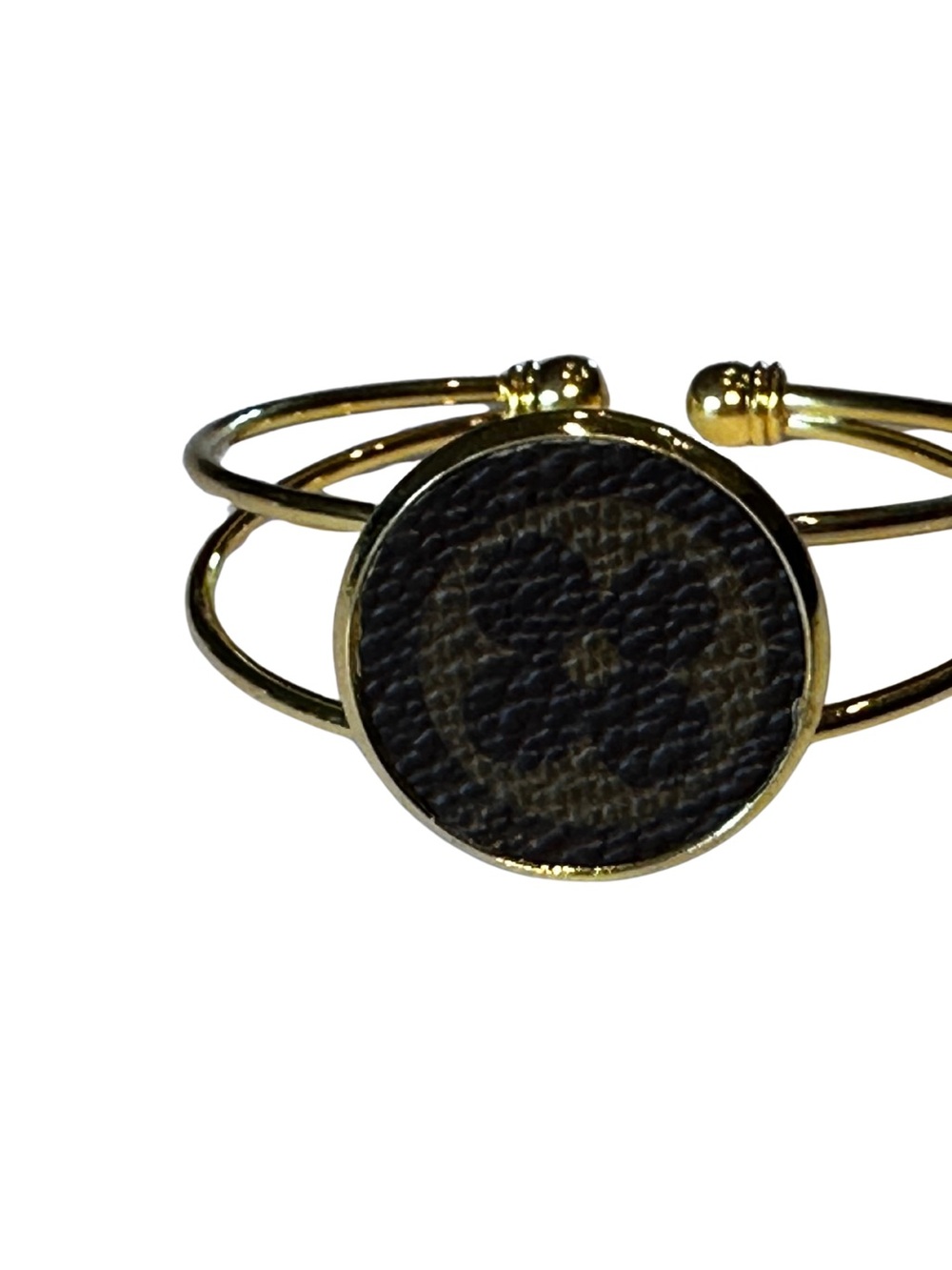 Upcycled Designer Monogram Canvas Gold Cuff Bracelet